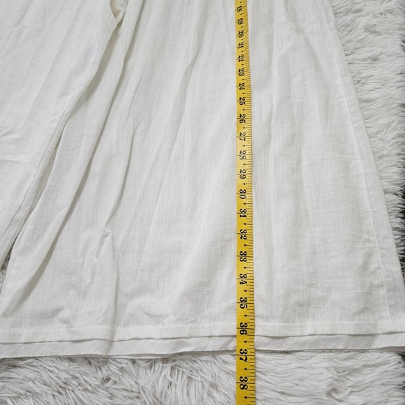 Free‎ People Movement Women's Sz L White 100% Cotton Belted Wide Leg Pants - Picture 7 of 15